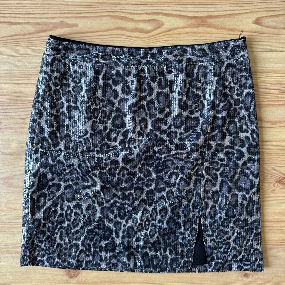 Michael Kors Black and Gray Animal Print Pencil Skirt
